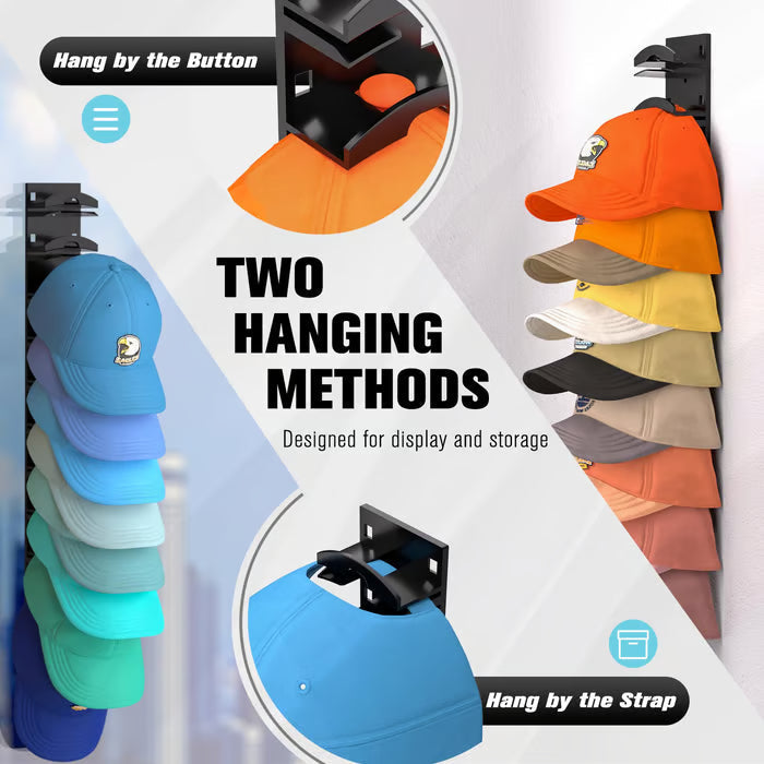 GlideHold® HatOrganizer 1+1 GRATIS: Wand Gemonteerd Hoeden Organizer Rek