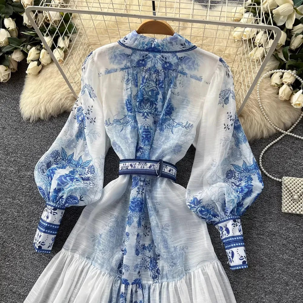 Icone™ BloomDress: Bloemen Bloeien Ontwerp Elegant Casual Midi Jurk