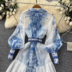 Icone™ BloomDress: Bloemen Bloeien Ontwerp Elegant Casual Midi Jurk