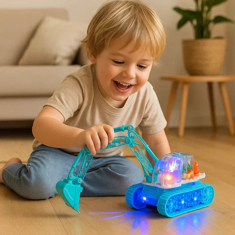 Kletshuts™ TransparentExcavator: Kinderkleurige LED Transparante Gear Elektrische Graafmachine Speelgoed