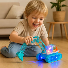 Kletshuts™ TransparentExcavator: Kinderkleurige LED Transparante Gear Elektrische Graafmachine Speelgoed
