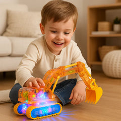 Kletshuts™ TransparentExcavator: Kinderkleurige LED Transparante Gear Elektrische Graafmachine Speelgoed