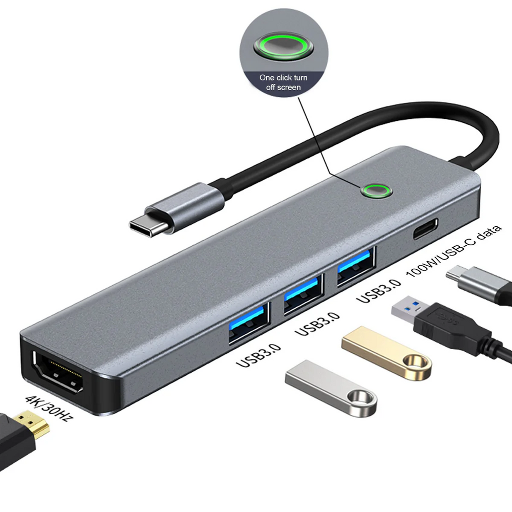 MultiAdapter™ – Universele Multi-Port 5-In-1 USB-C Adapter