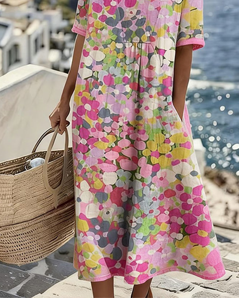 Icone™ PocketDress: Casual Vloeiende Losse Gedrukte Pocket Dress
