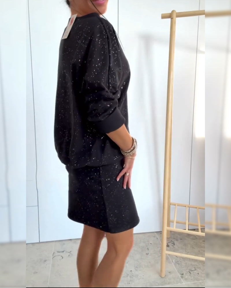 Icone™ GlitterDress: Elegante Ronde Hals Chique Glitter Jurk