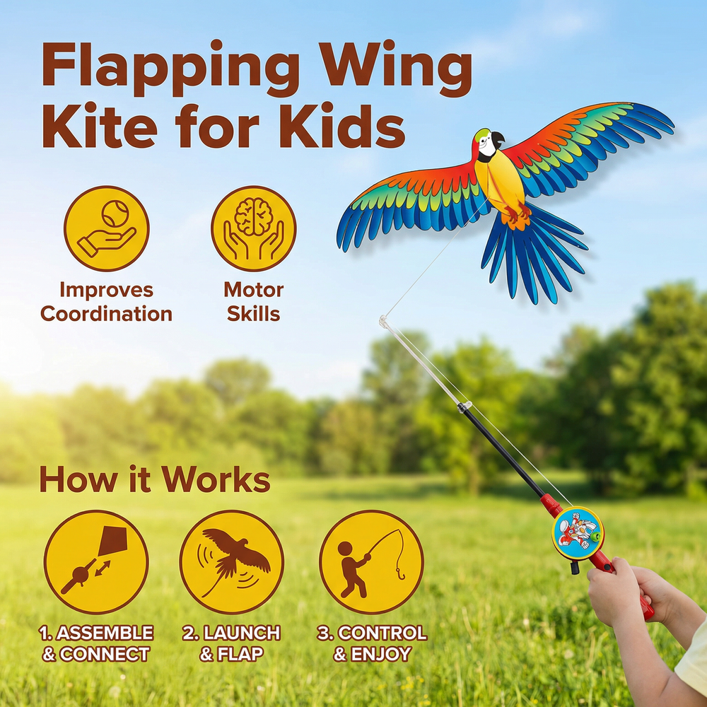 Kletshuts™ FlappingKite 1+1 GRATIS - Flapper Vleugeldier Vlieger Met Hengelhouder
