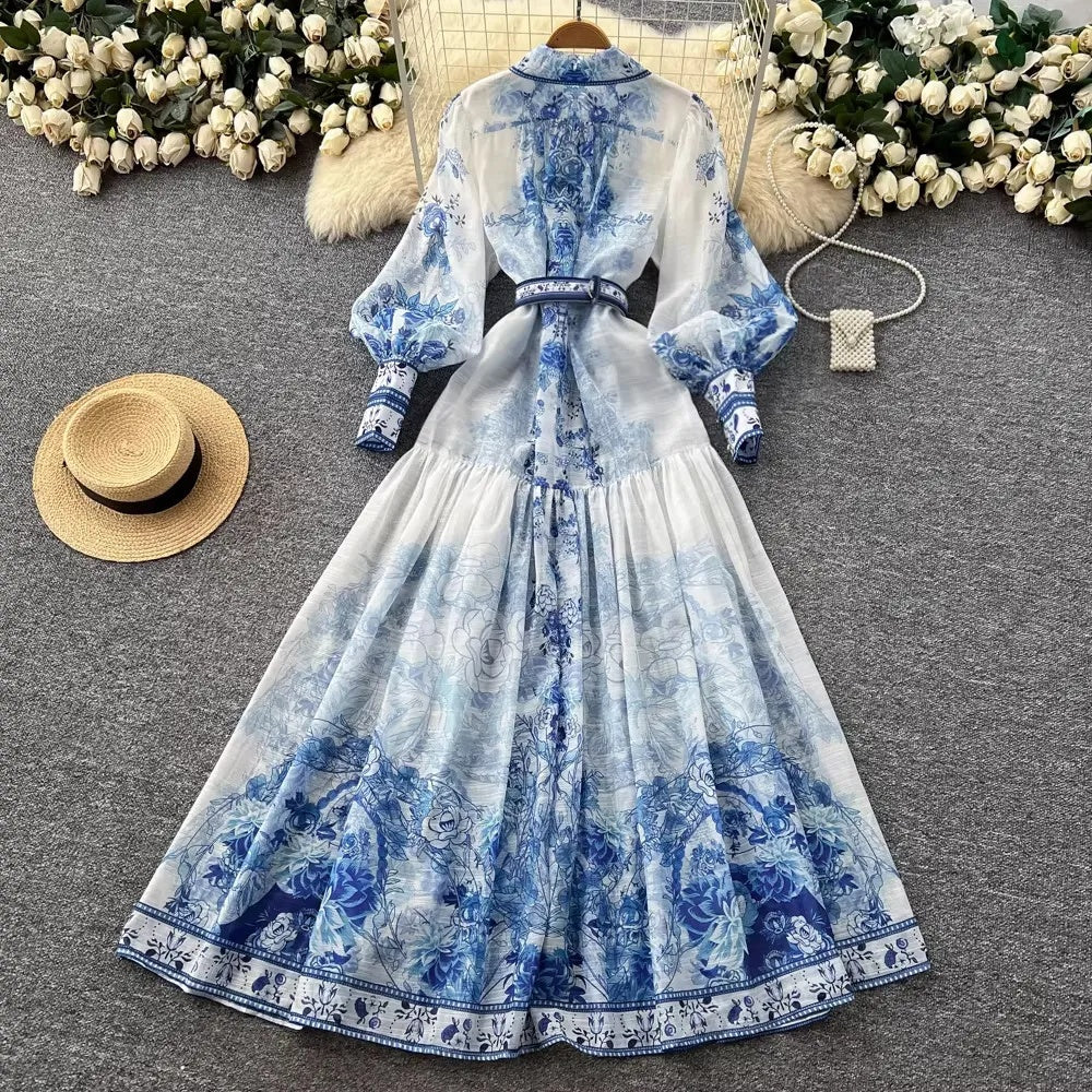 Icone™ BloomDress: Bloemen Bloeien Ontwerp Elegant Casual Midi Jurk
