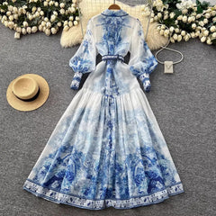 Icone™ BloomDress: Bloemen Bloeien Ontwerp Elegant Casual Midi Jurk