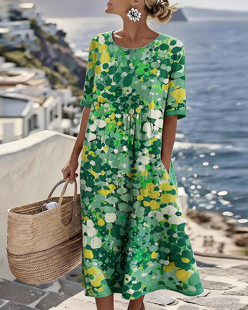 Icone™ PocketDress: Casual Vloeiende Losse Gedrukte Pocket Dress