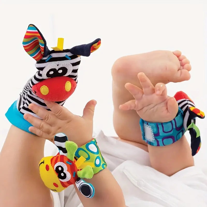 Kletshuts™ RattleToy 1+1 GRATIS: Zachte Dierlijke Baby Pols En Voet Sokke Rammelaa Speelgoed Set