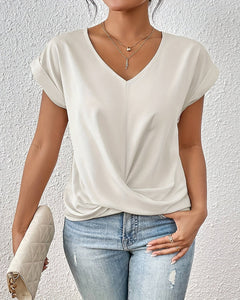 Icone™ TwistTop: Elegante Twist Voorkant Stijl Korte Mouw Casual Top