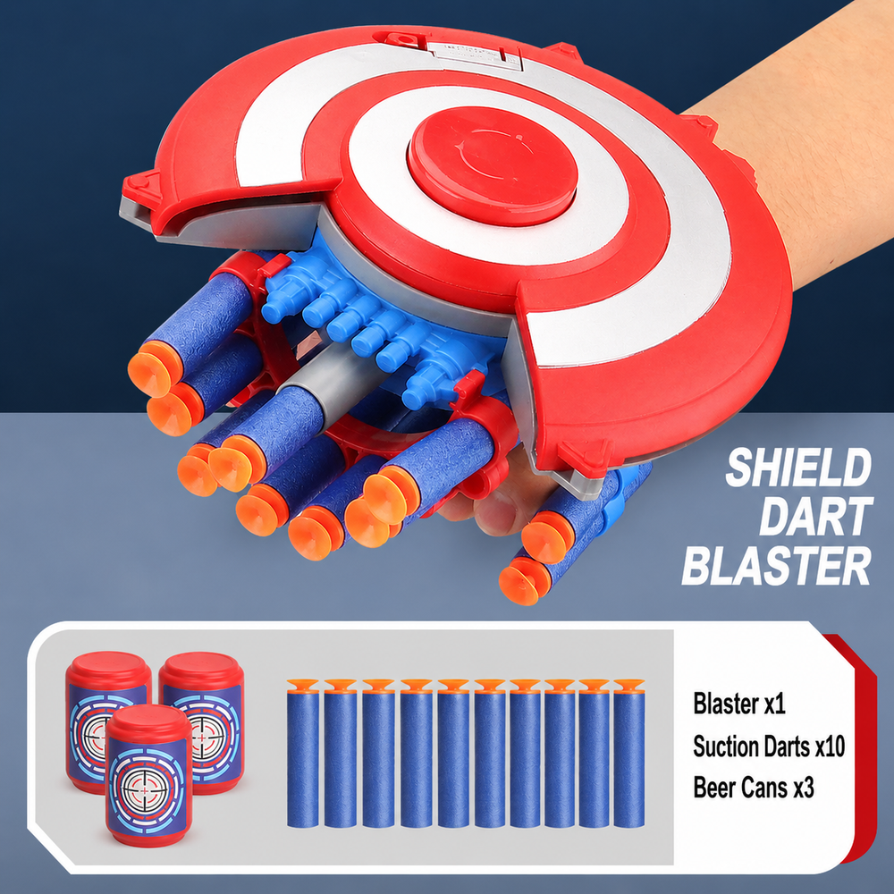 Kletshuts™ ShieldBlaster: Dart Schild Lanceerder Snel Vuur Pols Gemonteerd Blaster