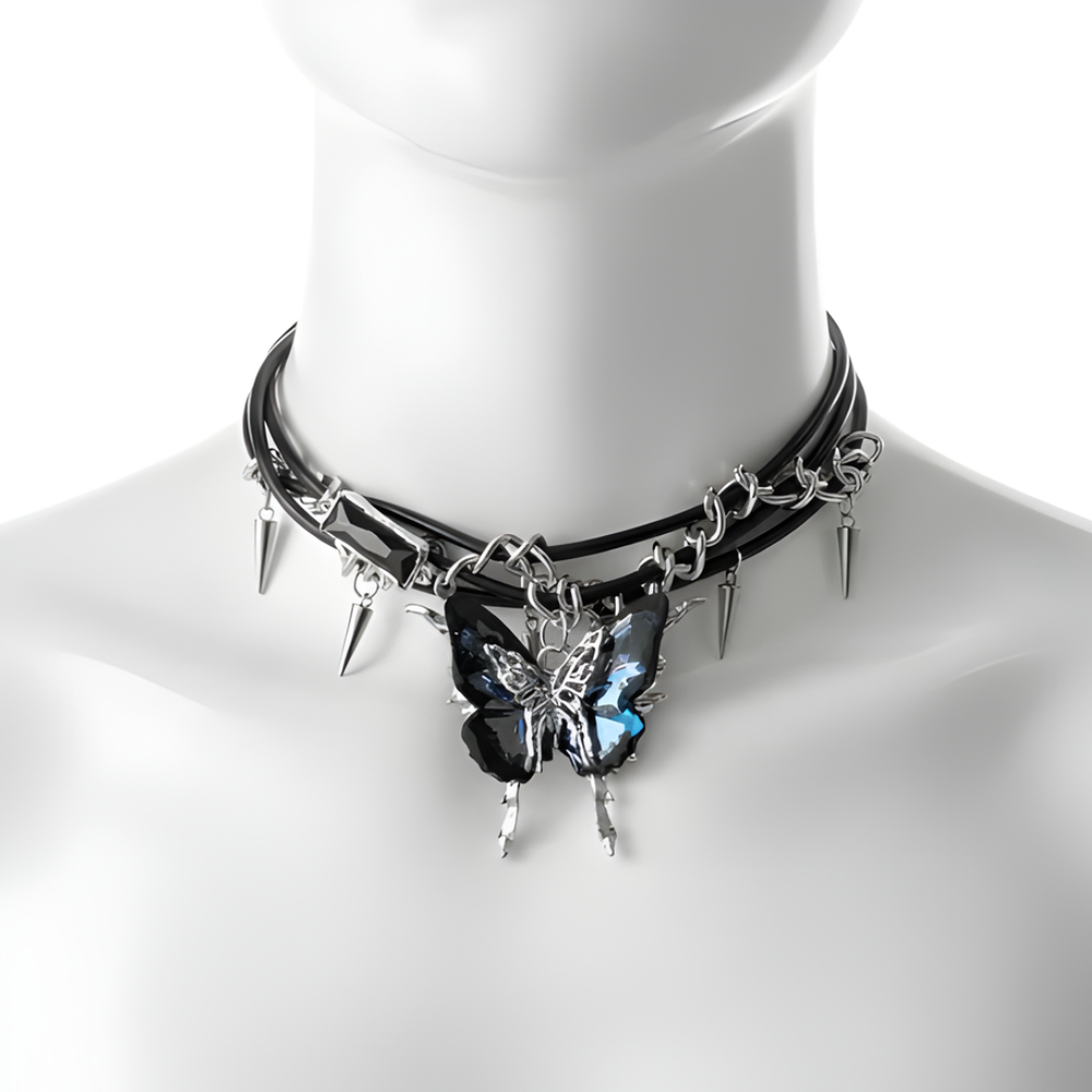 Jewelance™ ButterflyChoker 1+1 GRATIS: Modieus Verbluffende Glanzende Spiked Vlinder Choker