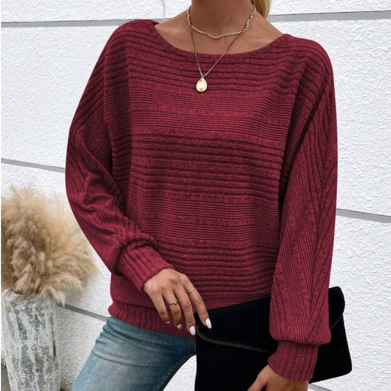 Icone™ CasualLongsleeves: Relaxte Pasvorm Stijlvol Gestreept Vleermuismouwen Casual Lange Mouwen Top