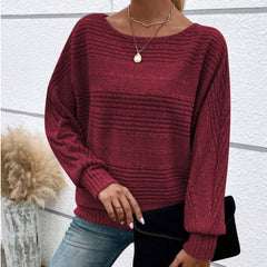 Icone™ CasualLongsleeves: Relaxte Pasvorm Stijlvol Gestreept Vleermuismouwen Casual Lange Mouwen Top