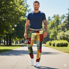 Icone™ RetroTrousers: Stijlvolle Kleurblok Vintage Slank Passende Retro Broek