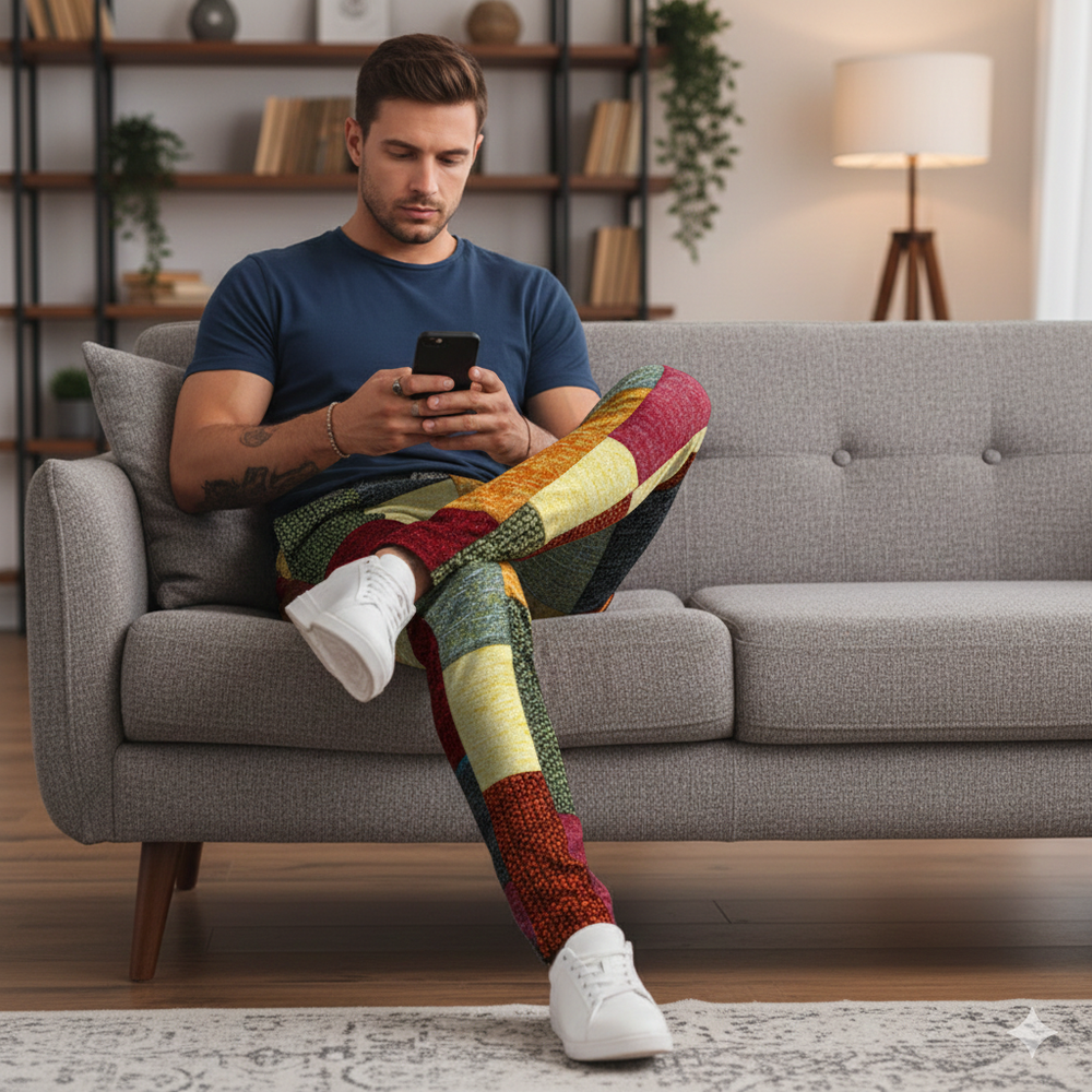 Icone™ RetroTrousers: Stijlvolle Kleurblok Vintage Slank Passende Retro Broek