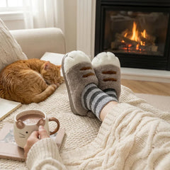 Happy™ PawSlippers: Comfortabele Pluche Slippers Geïnspireerd Door Kattenpootjes