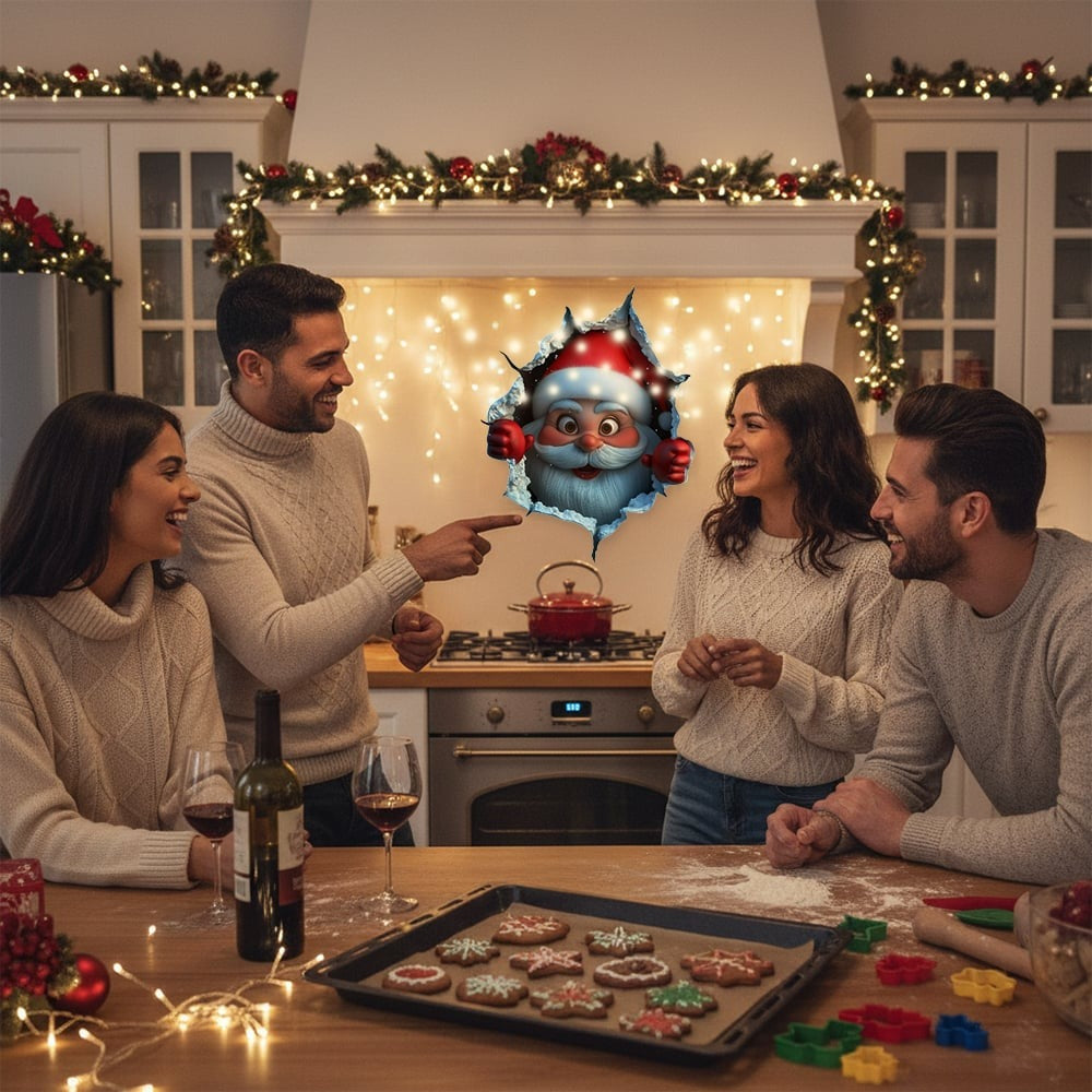 SantaSticker 1+1 GRATIS: 3D Herbruikbare Kerstman Sticker Voor De Feestdagen Wanddecoratie