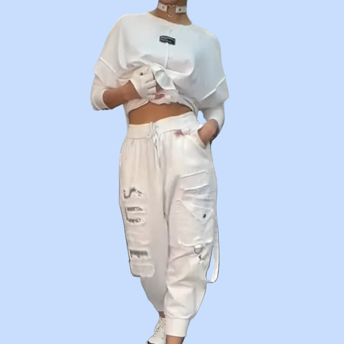 Icone™ UrbanSet: Dames Ontspannen Pasvorm Tweedelig Top En Broek Stedelijk Set