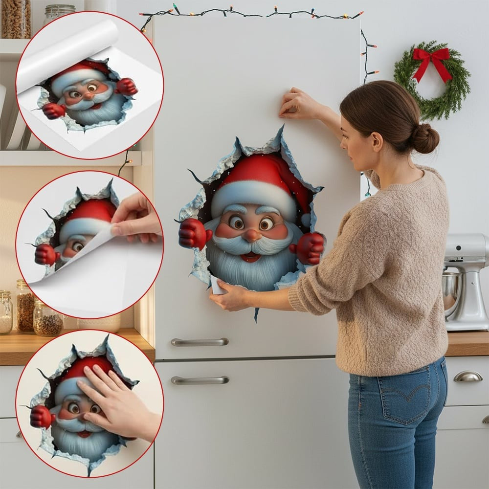 SantaSticker 1+1 GRATIS: 3D Herbruikbare Kerstman Sticker Voor De Feestdagen Wanddecoratie