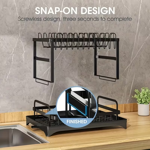 Globetrek° DishDrainer: Multi-Level Ruimtebesparende Keuken Afdruiprek Organizer