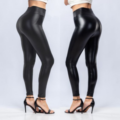 Icone™ TightLeggings 1+1 GRATIS: Zwarte Glanzig Hoge Taille Strakke Leggings
