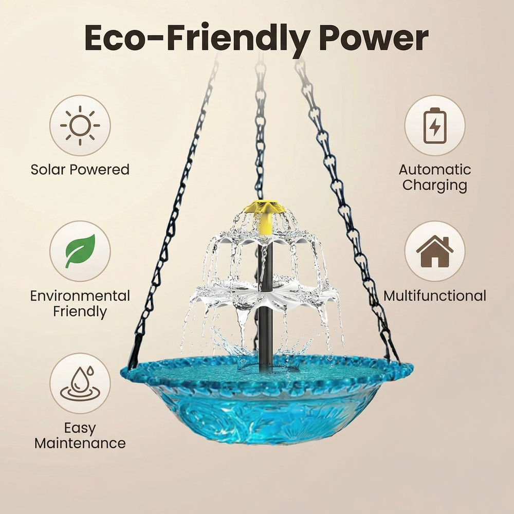 BirdbathFountain - Zonne-Energie Hangende Vogelbad Gelaagde Fontein