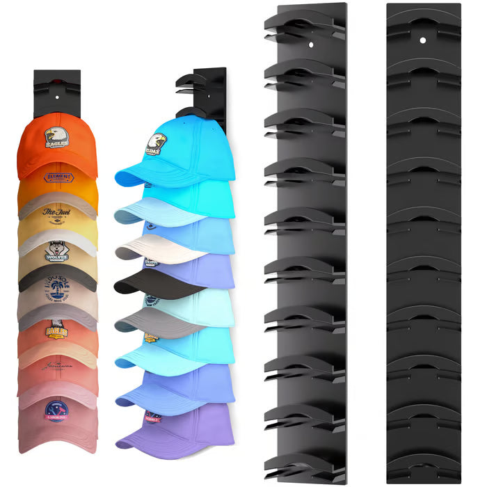 GlideHold® HatOrganizer 1+1 GRATIS: Wand Gemonteerd Hoeden Organizer Rek