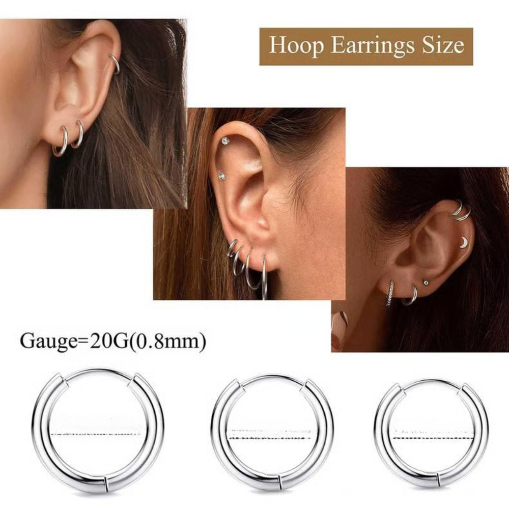 Jewelance™ StudEarrings: Minimalistisch Kraakbeen Piercing Stud Oorbellen Set