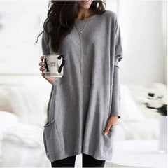 Icone™ PocketBlouse: Lange Mouw Losse Casual Zak Blouse