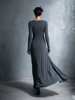 Icone™ MaxiDress: Zij-Knoop Wikkel Slank-Pasvorm Premium Lange Maxi Jurk