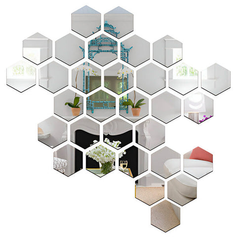 UltiFurni® HexaMirror: Zeshoek Spiegel Muur Stickers