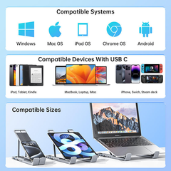 HubStand - Opvouwbare En Verstelbare Multi Port Hub Laptopstandaard