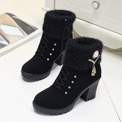Happy™ CozyBoots: Dames Stijlvol Blok Hakken Gezellig Laarzen
