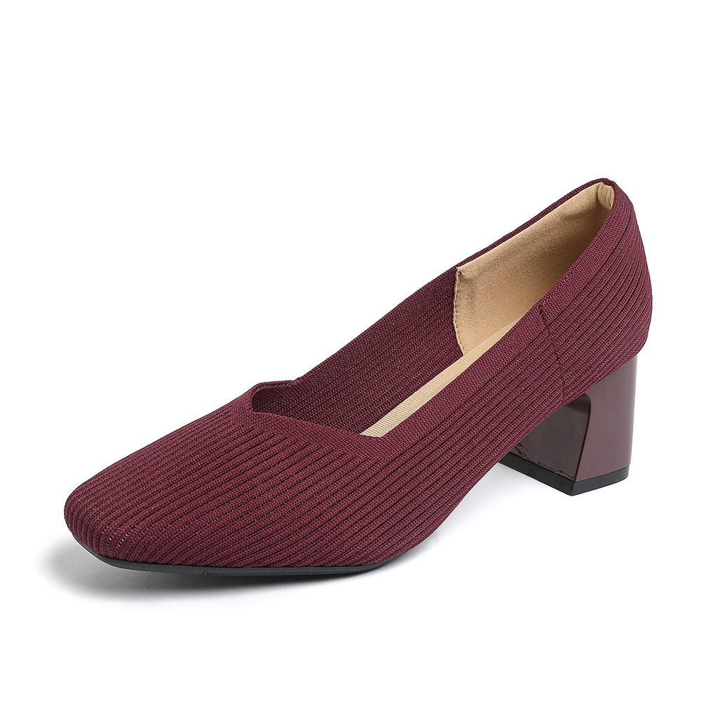 Happy™ KnittedHeels: Dames Vierkant Teen Kort Hak Casual Comfort Gebreid Hakken