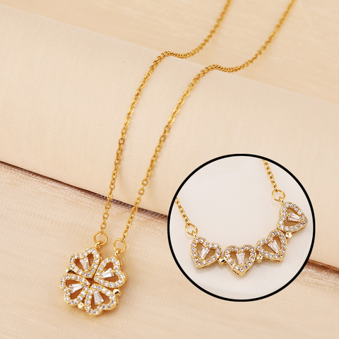 Jewelance™ CloverNecklace 1+1 GRATIS: Stijlvolle Twee-Stijl Magnetische Hart Klaver Ketting