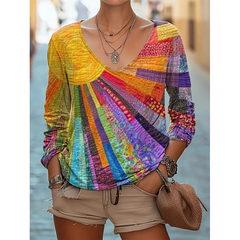 Icone™ SunsetShirt: Stijlvol Toevallig Langsleeve Levendig Zonsopgang Overhemd