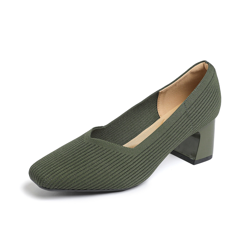 Happy™ KnittedHeels: Dames Vierkant Teen Kort Hak Casual Comfort Gebreid Hakken