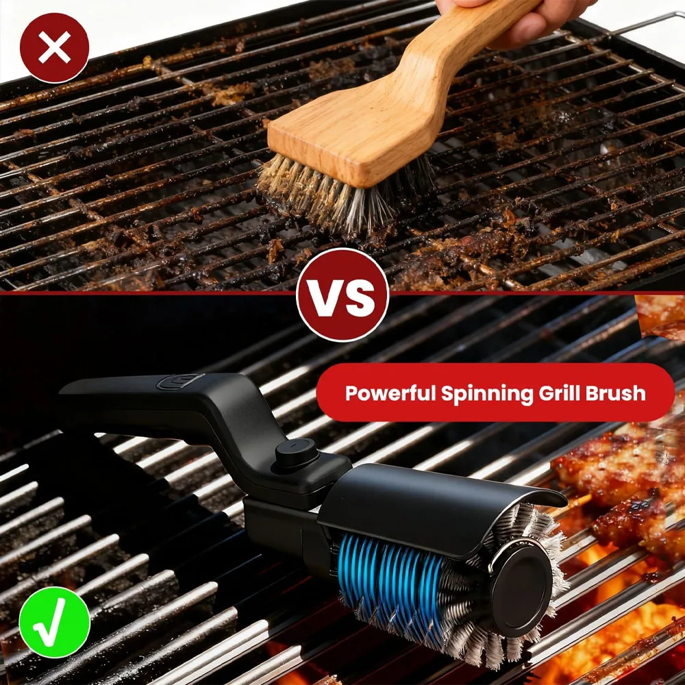 Globetrek° PowerBrush: Elektrische Power Grill Reiniger Rotating Diepe Reinigingsborstel