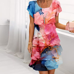 Icone™ SpringDress: Dames Lente Bloemen Cascade Elegante Jurk