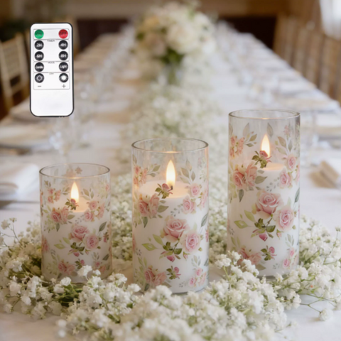 Ledsen™ FloralCandle: Gezellige Elegante Glans Delicate Bloemenprint LED Kaarsenset