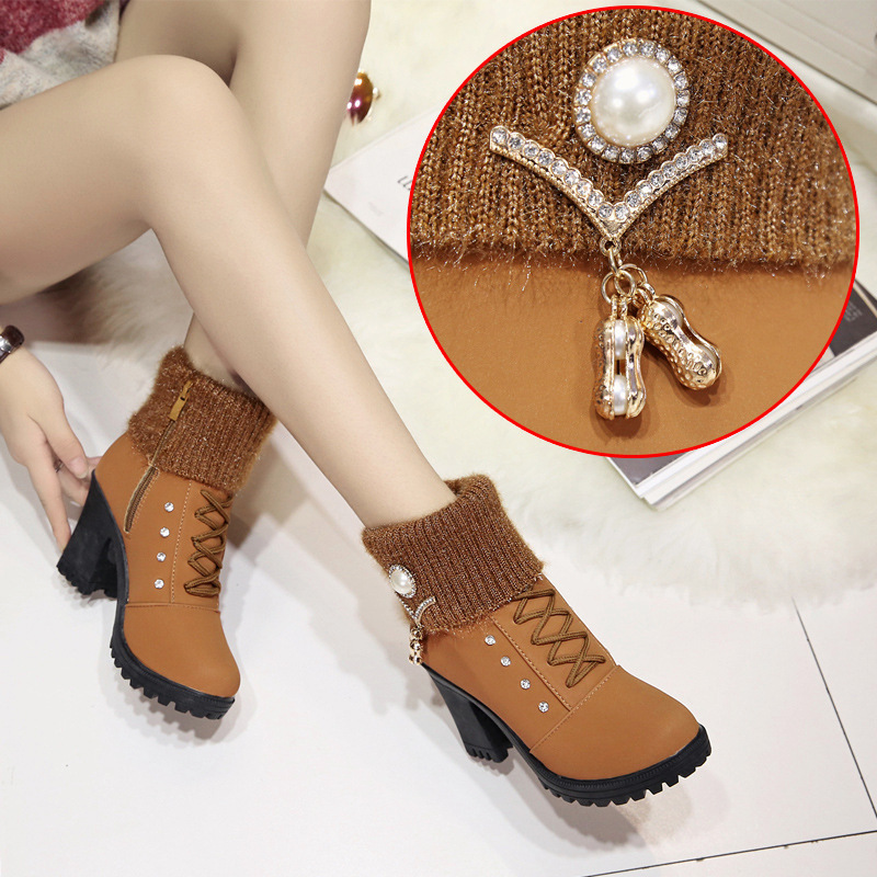 Happy™ CozyBoots: Dames Stijlvol Blok Hakken Gezellig Laarzen