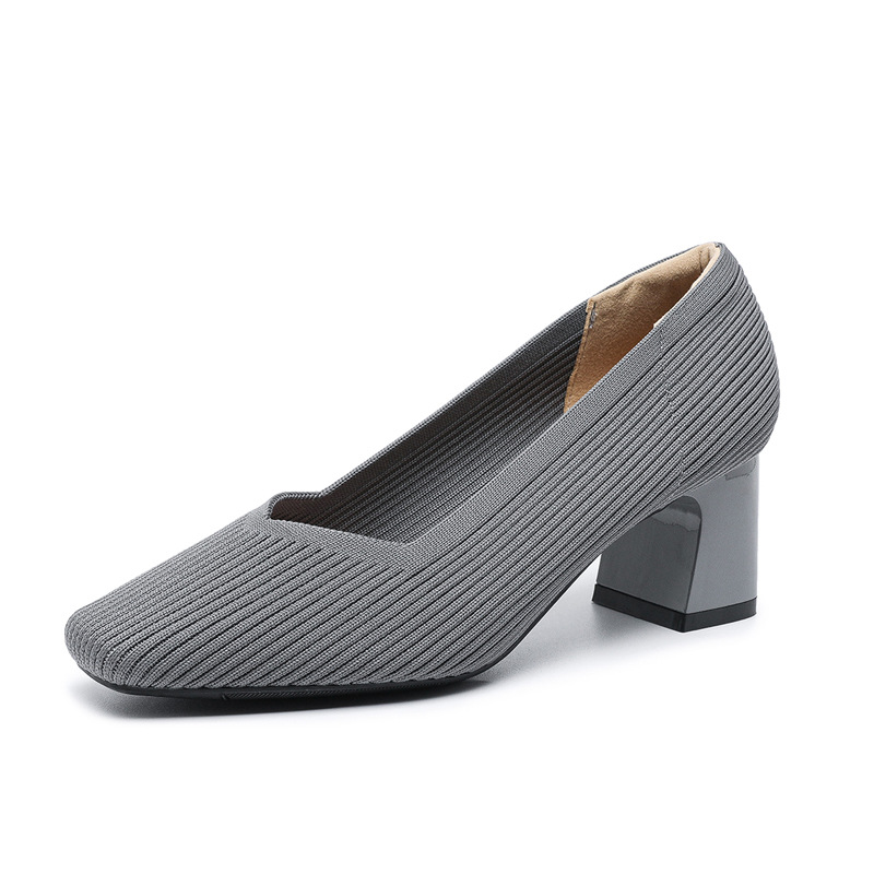 Happy™ KnittedHeels: Dames Vierkant Teen Kort Hak Casual Comfort Gebreid Hakken