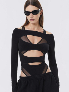Icone™ MeshBodysuit: Vrouwen Hol-Uit Lange Mouwen Maas Bodysuit