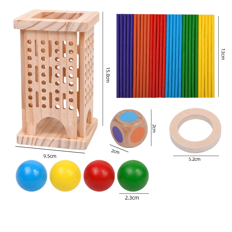 Kletshuts™ StickTower: Klassiek Montessori-Geïnspireerd Stok Toren Stapelspel