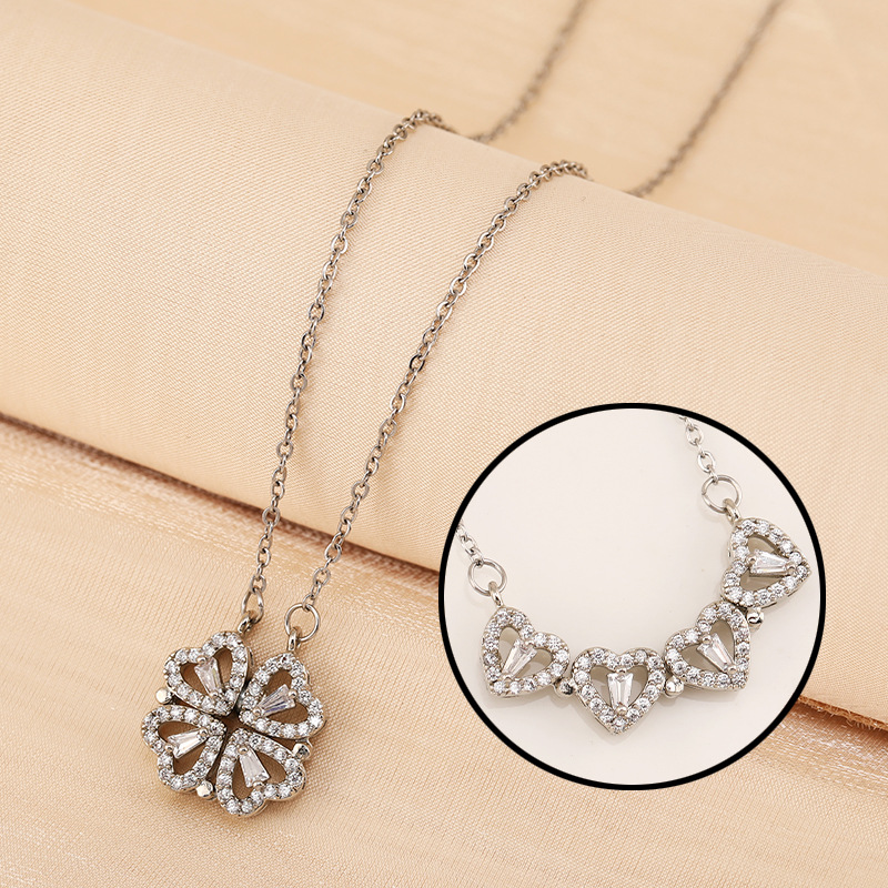 Jewelance™ CloverNecklace 1+1 GRATIS: Stijlvolle Twee-Stijl Magnetische Hart Klaver Ketting