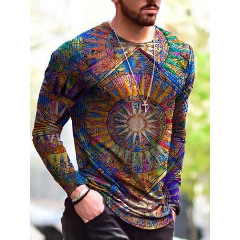 Icone™ SunsetShirt: Stijlvol Toevallig Langsleeve Levendig Zonsopgang Overhemd