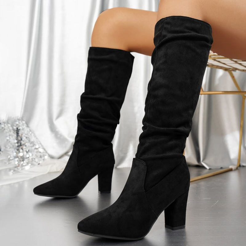 Happy™ StylishBoots - Vrouwen Klassieke Effen Kleur Blokhak Stijlvolle Laarzen