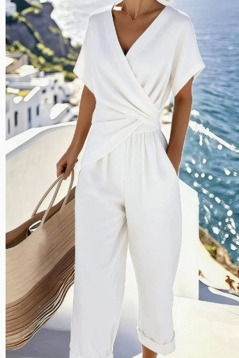 Icone™ ElegantWear: Elegante V-Hals Dagelijkse Top En Hoge Taille Broek Set